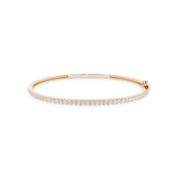 14K Solid Gold 1 Row Diamond Bangle