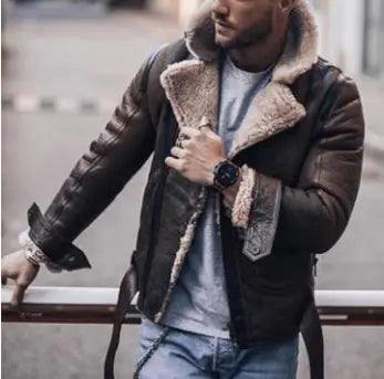 Men's Street Style Faux Fur Jacket and Pullover