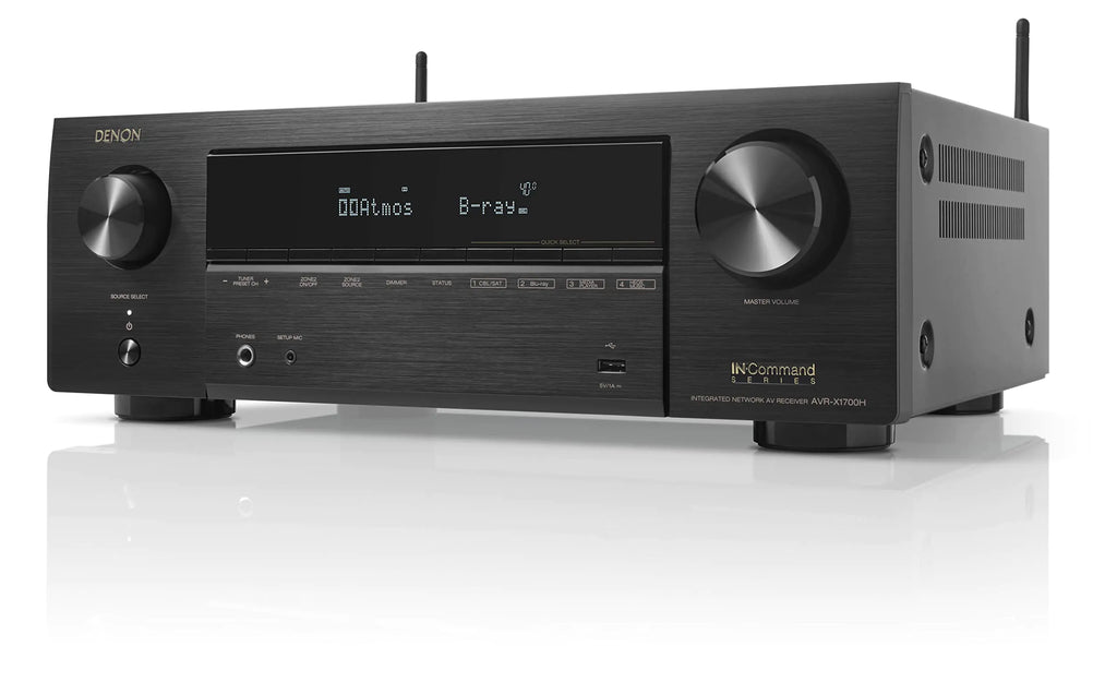 Denon AVR-X1700H 7.2 Channel AV Receiver - 80W/Channel Advanced 8K HDMI Video w/eARC Dolby Atmos DTS:X Built-in HEOS Amazon Alexa Voice Control