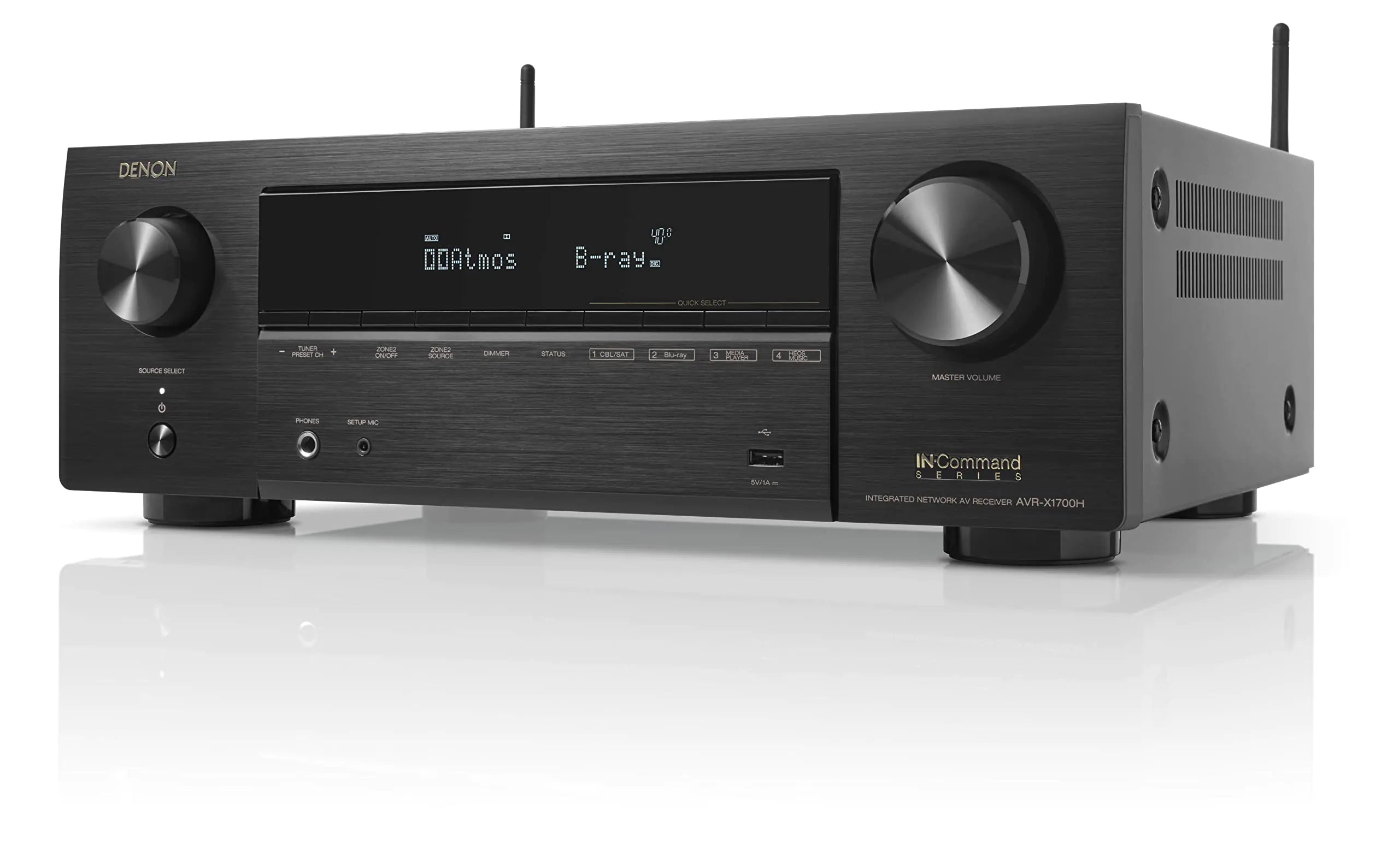 Denon AVR-X1700H 7.2 Channel AV Receiver - 80W/Channel Advanced 8K HDMI Video w/eARC Dolby Atmos DTS:X Built-in HEOS Amazon Alexa Voice Control