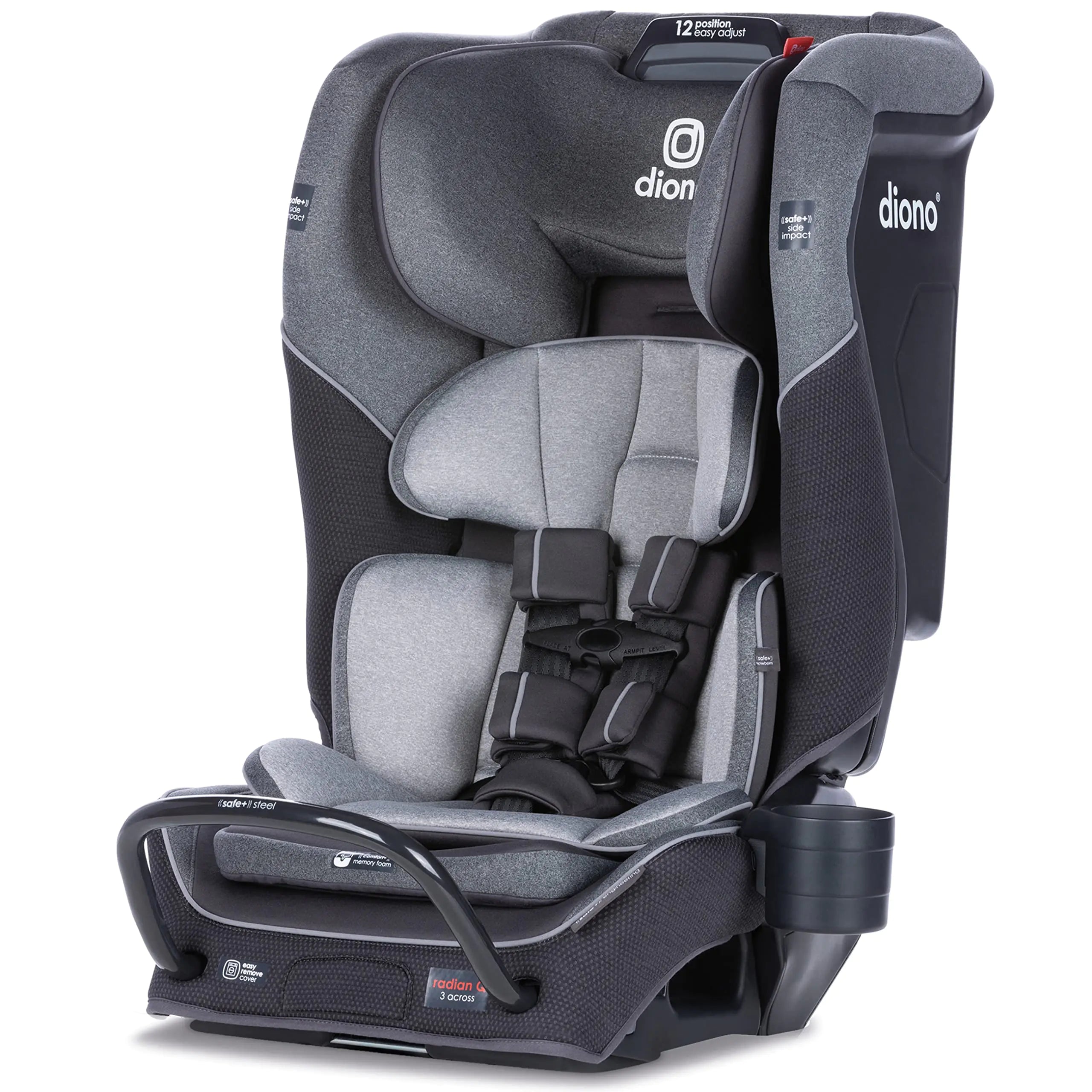 Diono Radian 3QX 4-in-1 Rear & Forward Facing Convertible Car Seat Safe+ Engineering 3 Stage Infant Protection 10 Years 1 Car Seat Ultimate Protection Slim Fit 3 Across Gray Slate