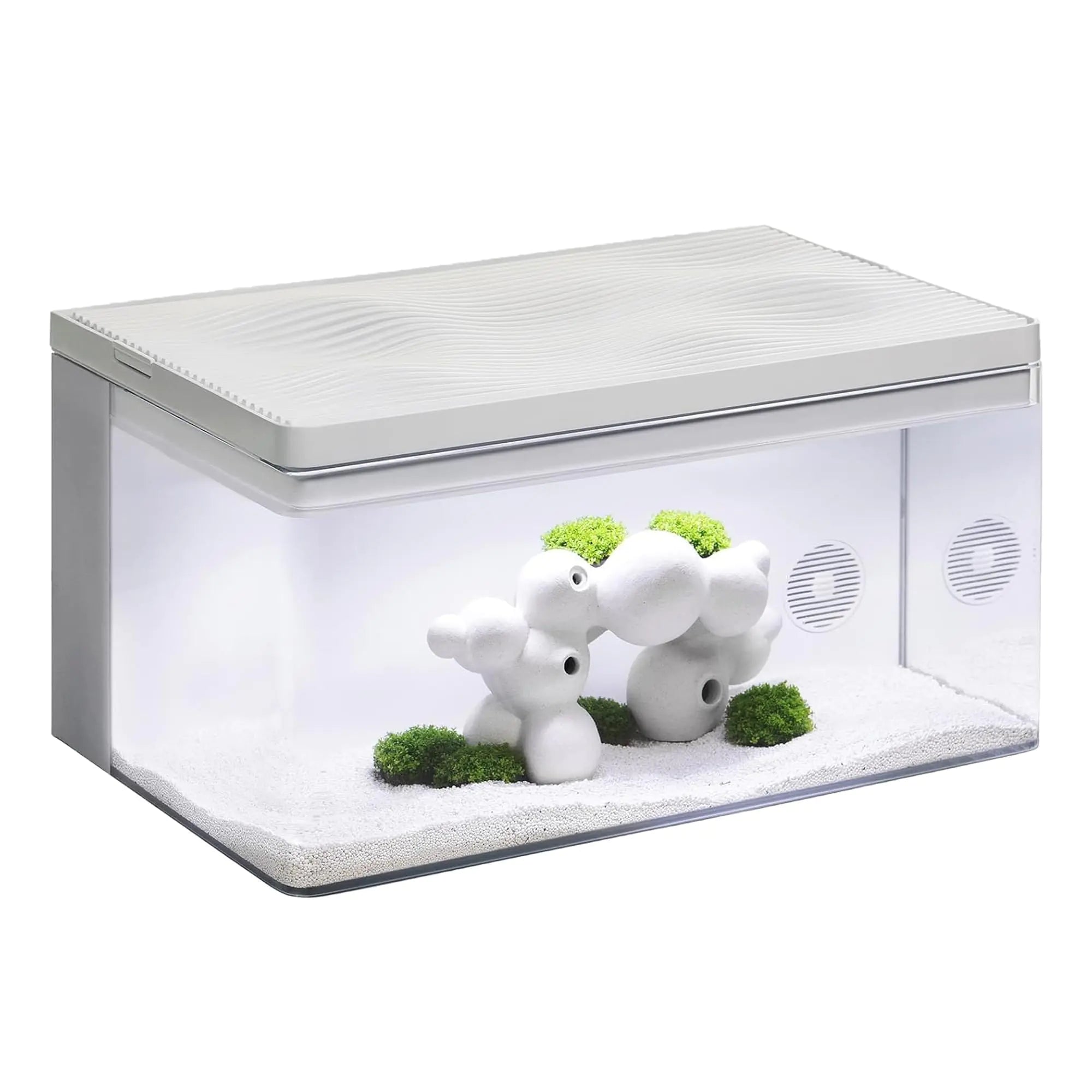 Harmony Premium All-in-One Aquatic Tank by Clairnara - iF Design Award Winning 10 Gallon Aquarium with Premium LED Light Patented Filtration System and Ultra-Quiet Water Pump - White