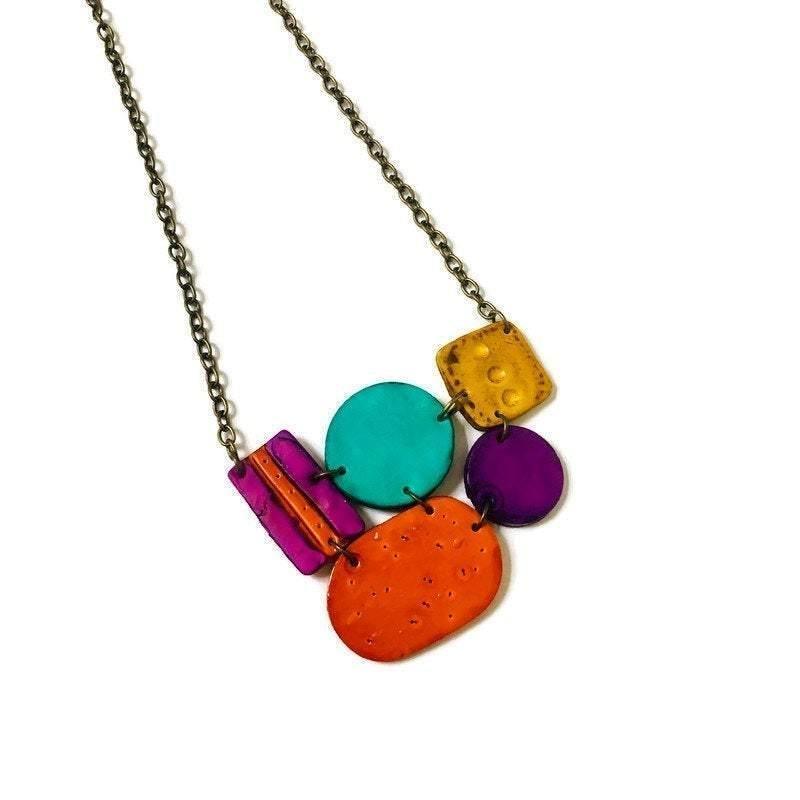 Multicolored Statement Jewelry Set with Necklace & Earrings