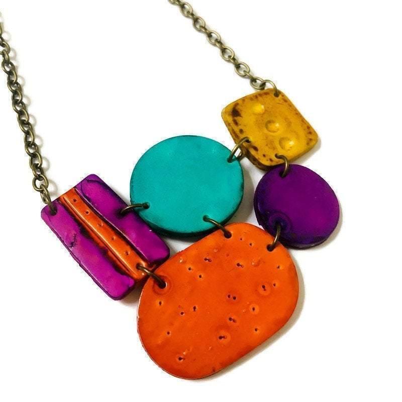 Multicolored Statement Jewelry Set with Necklace & Earrings